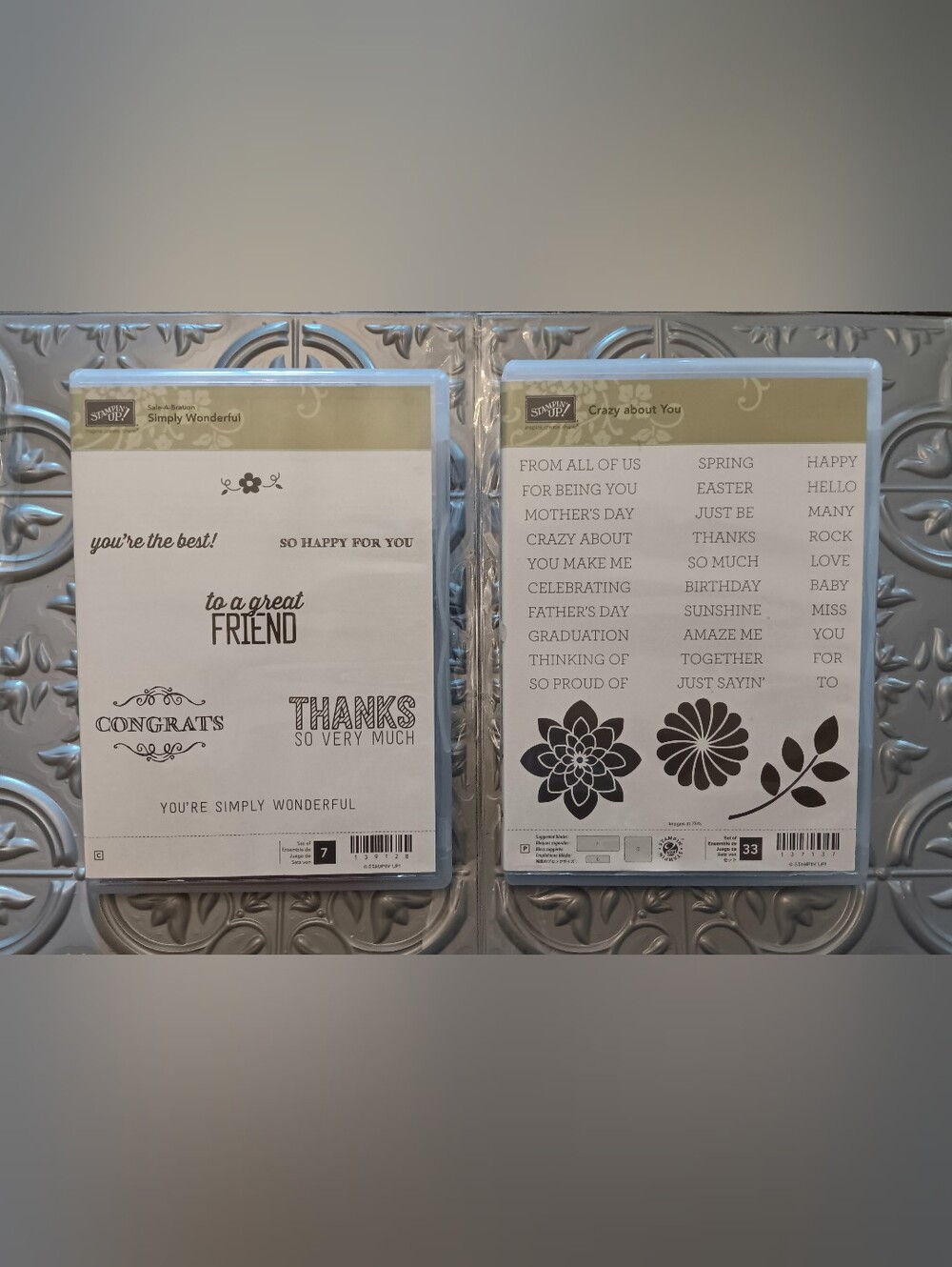 Stampin Up Simply Wonderful #139128 Crazy About You #137137 2 stamp kit lot love